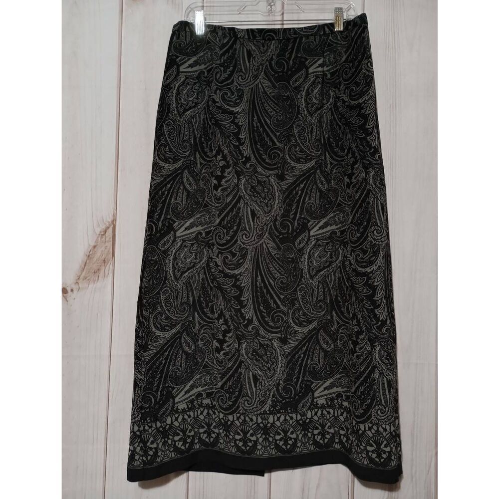Kim Rodgers Skirt Ladies Large Black Velvet Maxi Paisley